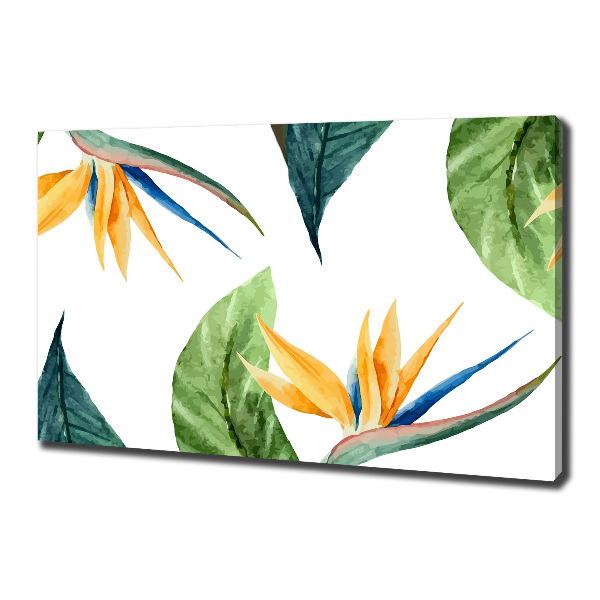 Cuadro canvas moderno de gran formato horizontal flores tropicales