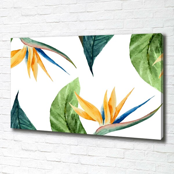 Cuadro canvas moderno de gran formato horizontal flores tropicales