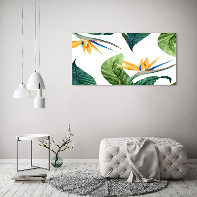 Cuadro canvas moderno de gran formato horizontal flores tropicales