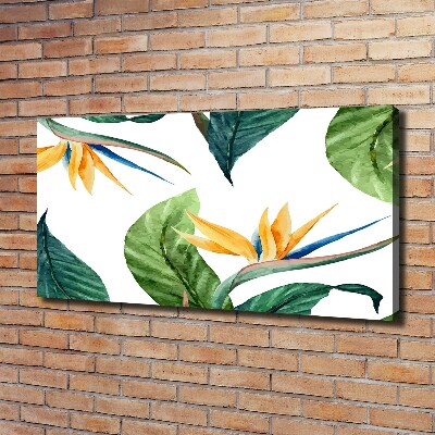 Cuadro canvas moderno de gran formato horizontal flores tropicales