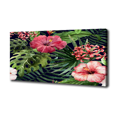 Cuadro canvas con impresión uv duradera horizontal flores tropicales