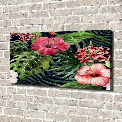 Cuadro canvas con impresión uv duradera horizontal flores tropicales