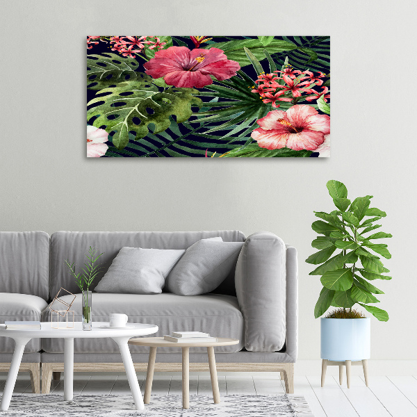 Cuadro canvas con impresión uv duradera horizontal flores tropicales