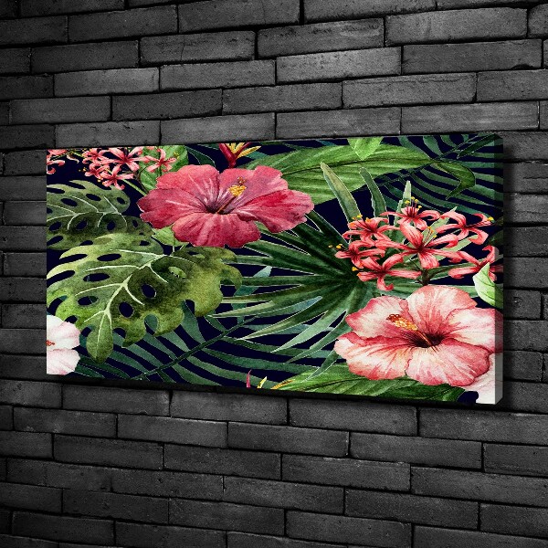 Cuadro canvas con impresión uv duradera horizontal flores tropicales