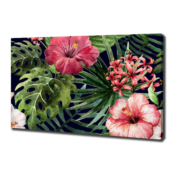 Cuadro canvas con impresión uv duradera horizontal flores tropicales
