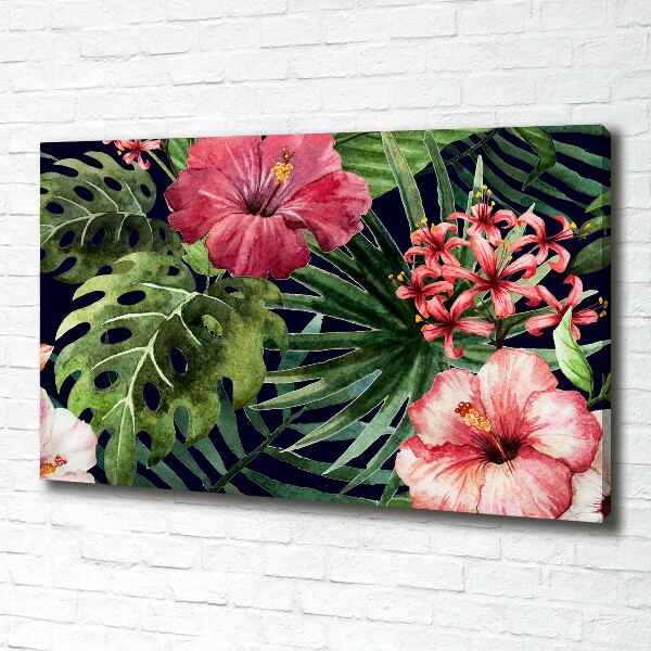 Cuadro canvas con impresión uv duradera horizontal flores tropicales