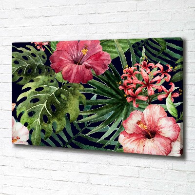 Cuadro canvas con impresión uv duradera horizontal flores tropicales
