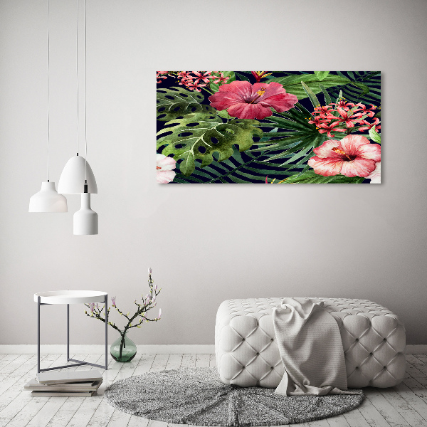 Cuadro canvas con impresión uv duradera horizontal flores tropicales