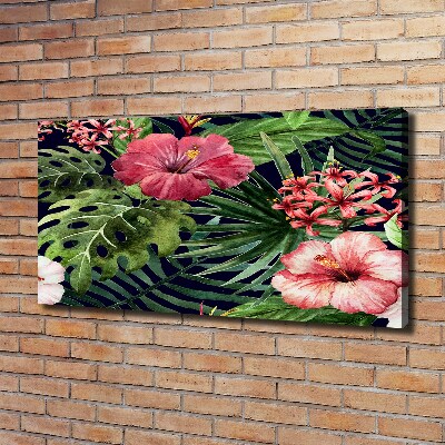 Cuadro canvas con impresión uv duradera horizontal flores tropicales