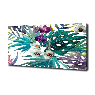 Cuadro canvas moderno de gran formato horizontal flores tropicales