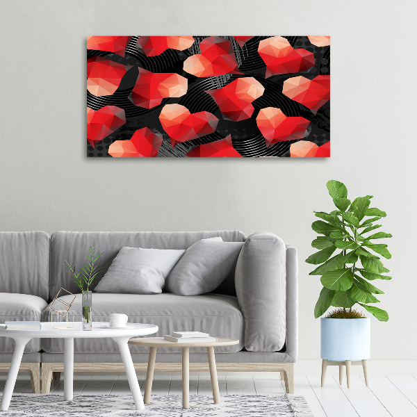 Cuadro canvas con impresión uv duradera horizontal Corazones geométricos