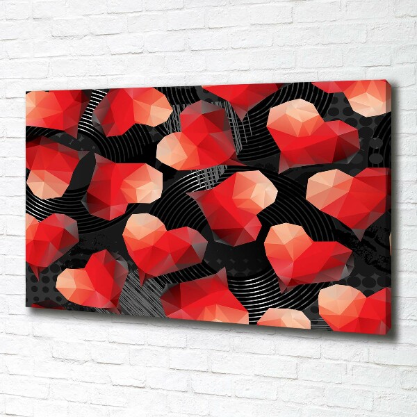 Cuadro canvas con impresión uv duradera horizontal Corazones geométricos