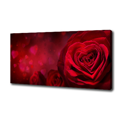 Fotocuadro en lienzo de alta calidad horizontal Corazón de rosa roja