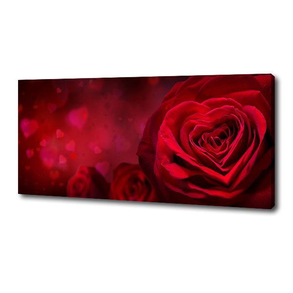 Fotocuadro en lienzo de alta calidad horizontal Corazón de rosa roja