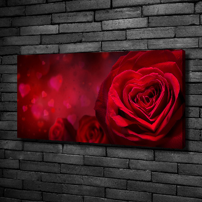 Fotocuadro en lienzo de alta calidad horizontal Corazón de rosa roja