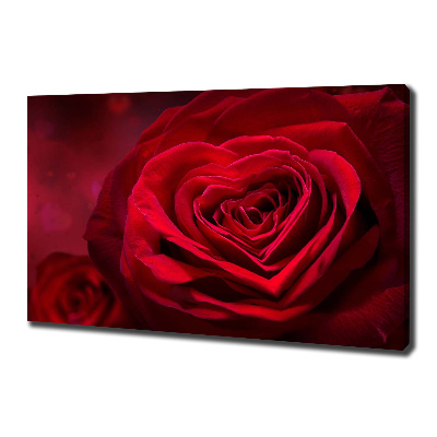Fotocuadro en lienzo de alta calidad horizontal Corazón de rosa roja