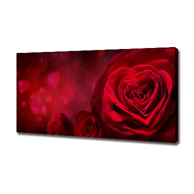 Fotocuadro en lienzo de alta calidad horizontal Corazón de rosa roja