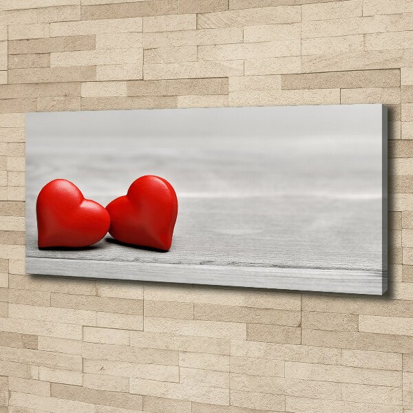 Foto en lienzo con acabado profesional horizontal Corazones en madera