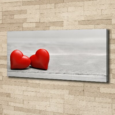 Foto en lienzo con acabado profesional horizontal Corazones en madera