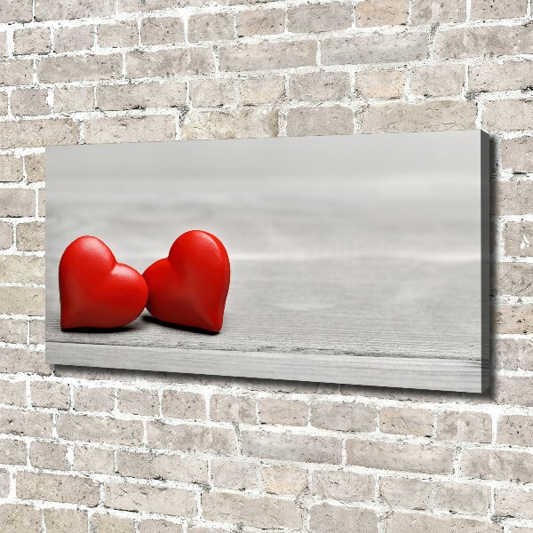 Foto en lienzo con acabado profesional horizontal Corazones en madera
