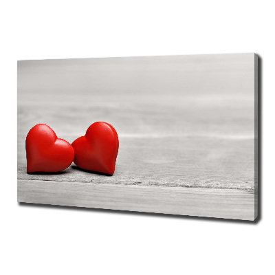 Foto en lienzo con acabado profesional horizontal Corazones en madera
