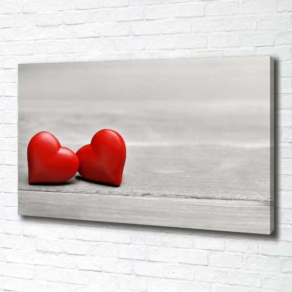 Foto en lienzo con acabado profesional horizontal Corazones en madera