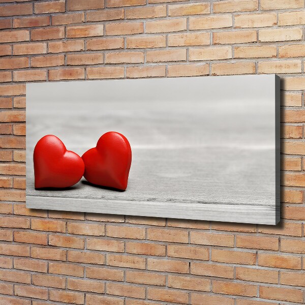 Foto en lienzo con acabado profesional horizontal Corazones en madera