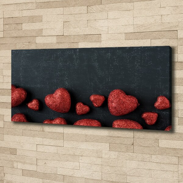 Fotocuadro en lienzo de alta calidad horizontal Corazones en el tablero