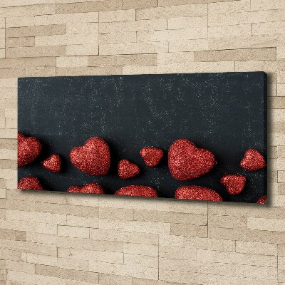 Fotocuadro en lienzo de alta calidad horizontal Corazones en el tablero