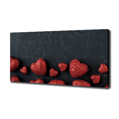 Fotocuadro en lienzo de alta calidad horizontal Corazones en el tablero
