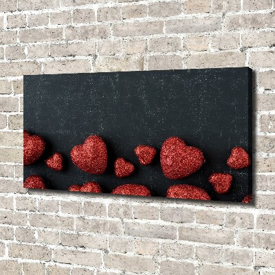 Fotocuadro en lienzo de alta calidad horizontal Corazones en el tablero
