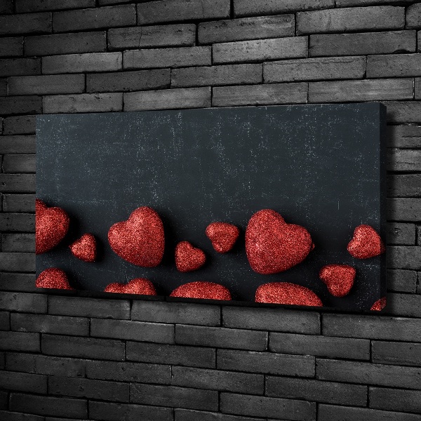 Fotocuadro en lienzo de alta calidad horizontal Corazones en el tablero