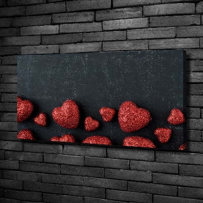 Fotocuadro en lienzo de alta calidad horizontal Corazones en el tablero