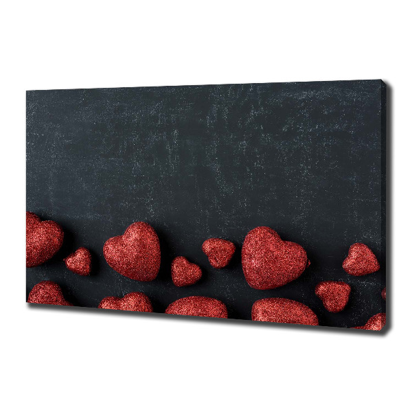 Fotocuadro en lienzo de alta calidad horizontal Corazones en el tablero