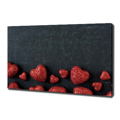 Fotocuadro en lienzo de alta calidad horizontal Corazones en el tablero