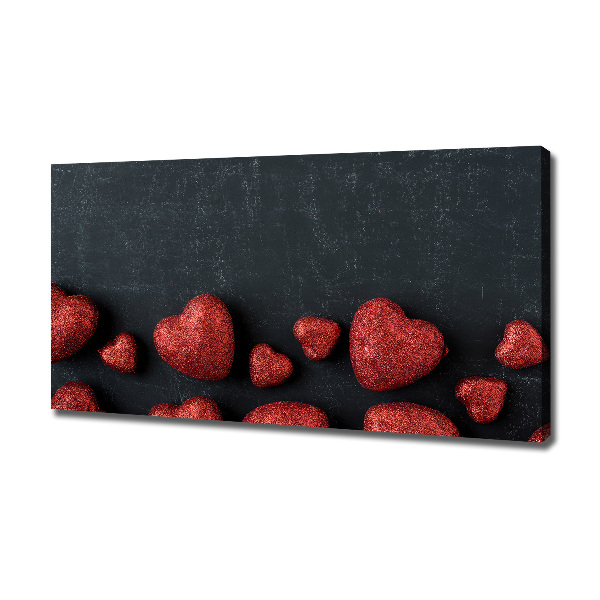 Fotocuadro en lienzo de alta calidad horizontal Corazones en el tablero