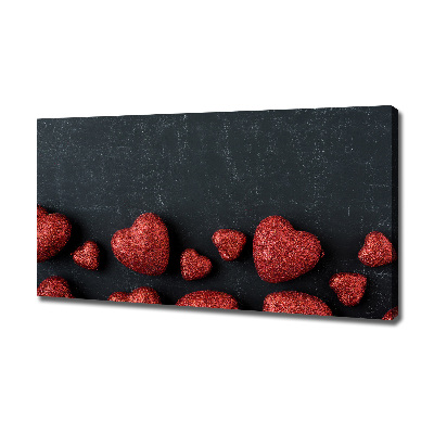 Fotocuadro en lienzo de alta calidad horizontal Corazones en el tablero