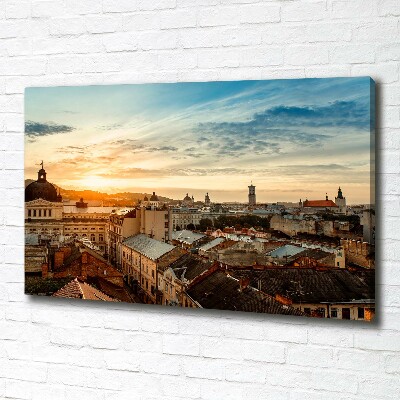 Cuadro canvas con impresión uv duradera horizontal Amanecer en Lviv
