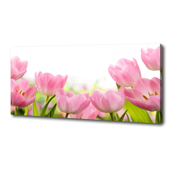 Cuadro canvas con impresión uv duradera horizontal tulipanes rosados