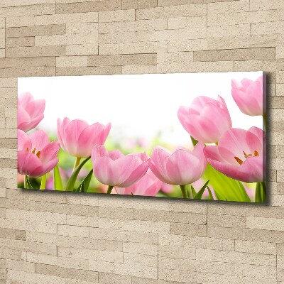 Cuadro canvas con impresión uv duradera horizontal tulipanes rosados
