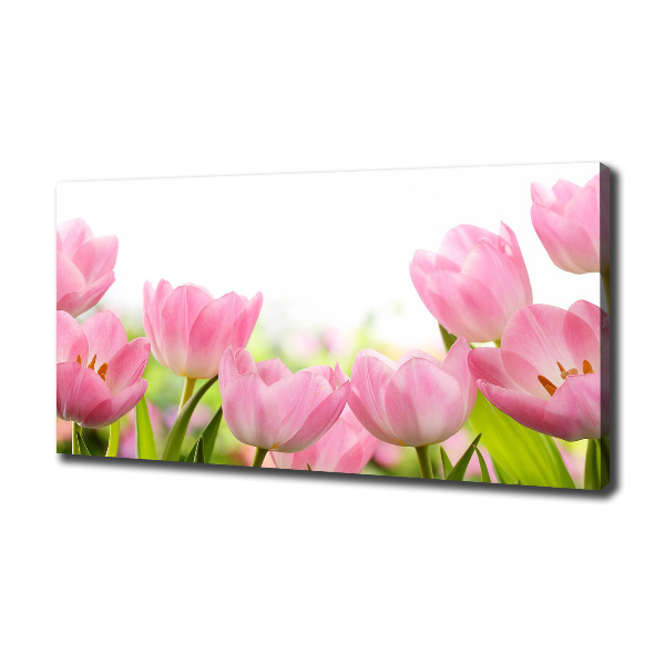 Cuadro canvas con impresión uv duradera horizontal tulipanes rosados