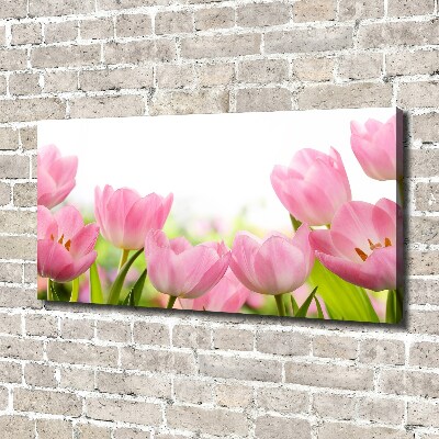 Cuadro canvas con impresión uv duradera horizontal tulipanes rosados