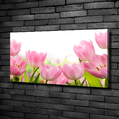 Cuadro canvas con impresión uv duradera horizontal tulipanes rosados