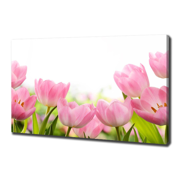 Cuadro canvas con impresión uv duradera horizontal tulipanes rosados