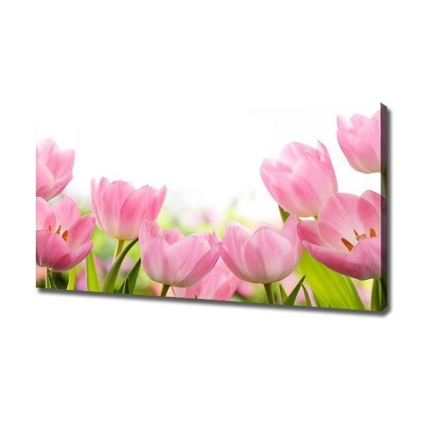 Cuadro canvas con impresión uv duradera horizontal tulipanes rosados