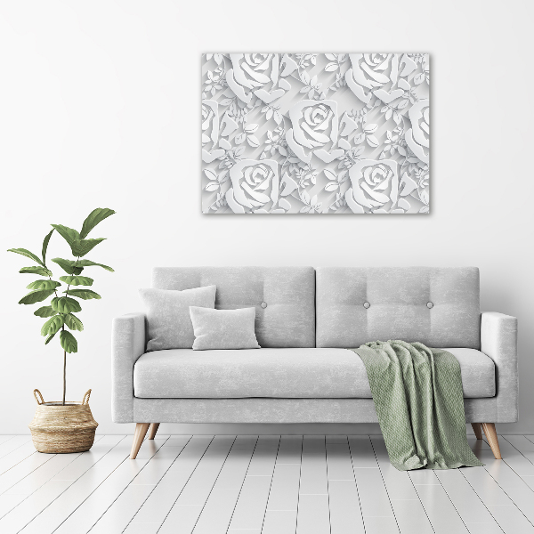 Cuadro canvas con impresión uv duradera horizontal Patrón de rosas