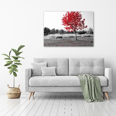 Cuadro canvas con impresión uv duradera horizontal Árbol rojo
