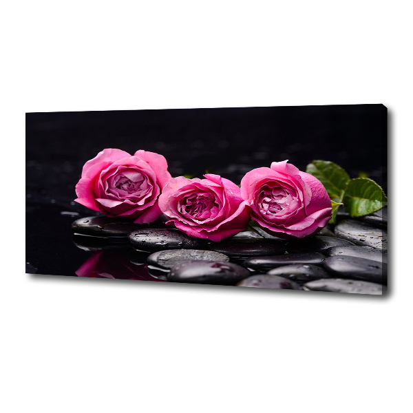 Fotocuadro en lienzo de alta calidad horizontal rosas rosadas