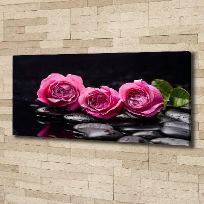 Fotocuadro en lienzo de alta calidad horizontal rosas rosadas