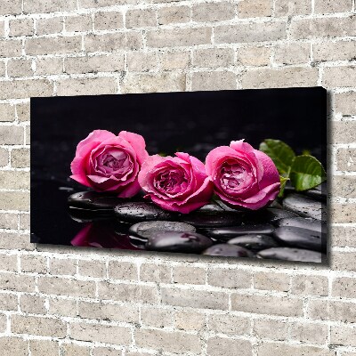 Fotocuadro en lienzo de alta calidad horizontal rosas rosadas